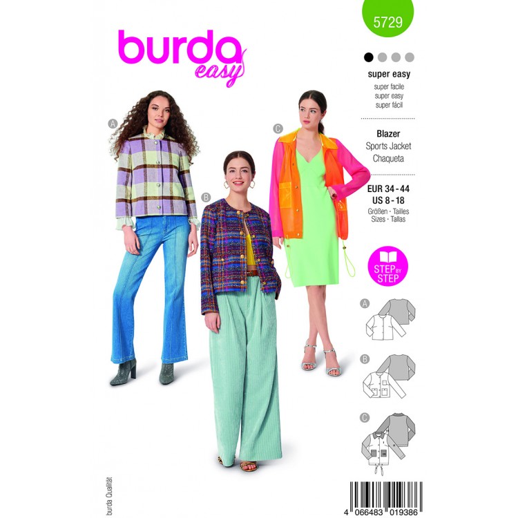 Patron Burda 5729 - Blazer avec et sans col