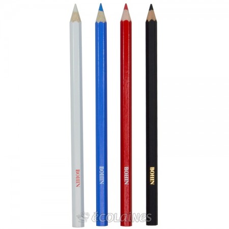 Crayon craie Bohin blanc, bleu, noir et rouge