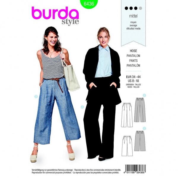 Patron Burda 6436 - Pantalon ample