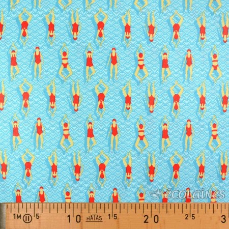 Tissu coton enduit - Swimming pool