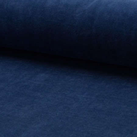 Tissu jersey velours Bleu jeans