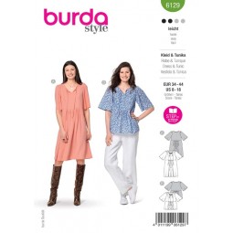 Patron Burda 6129 - Robe ou tunique à fronces