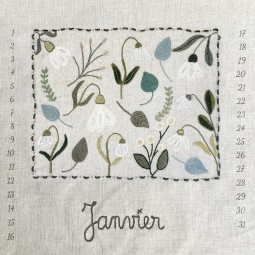 Kit de broderie - Calendrier perpétuel - Janvier