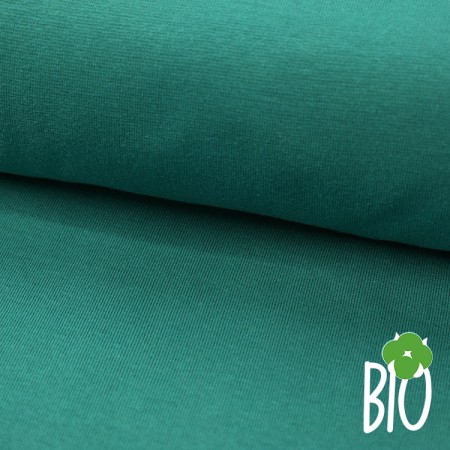 Tissu Bord-côte biologique - Lisse vert émeraude