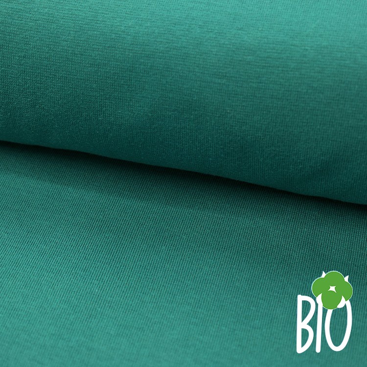 Tissu Bord-côte biologique - Lisse vert émeraude