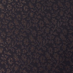 Tissu jacquard - feuillage cuivré marine