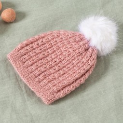 feifanshop Bonnet à pompon, en fourrure de renard, pour femme, tricoté,  d'hiver, Blanc., taille unique : : Mode