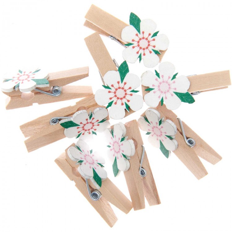 Pince en bois fleur de fraise