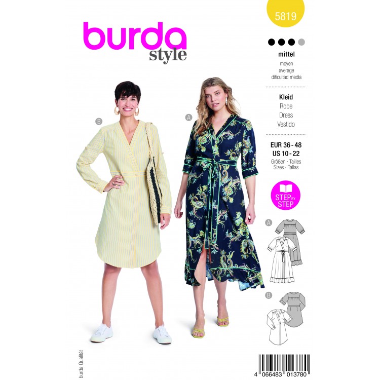 Burda 5819 - Robe portefeuille nouée ou boutonnée