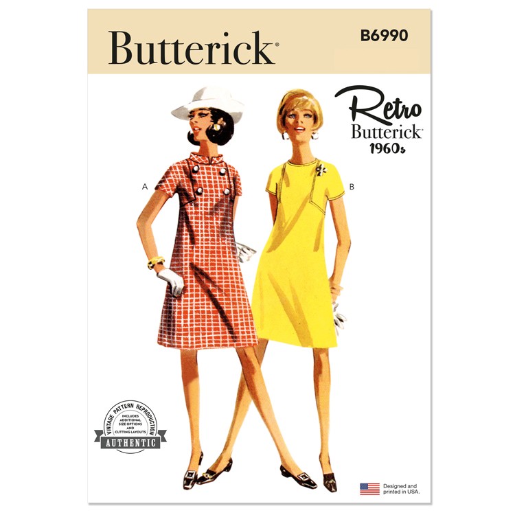 Patron Butterick 6990 - Robe vintage année 60