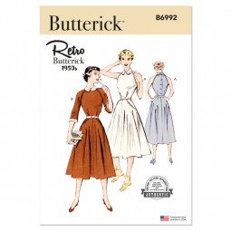 Patron Butterick 6992- Robe avec ou sans manche vintage année 50