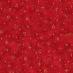 Tissu Noël - We love christmas - Ciel étoilé rouge