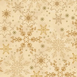 Tissu Noël - We love christmas - Flocons beige