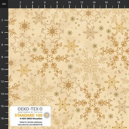 Tissu Noël - We love christmas - Flocons beige