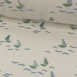 Tissu double gaze - Les petits bateaux