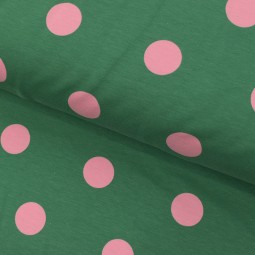 Tissu sweat french terry - Pois vert rose