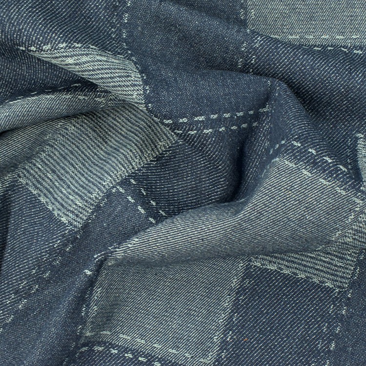 Tissu gabardine - Denim effet patch