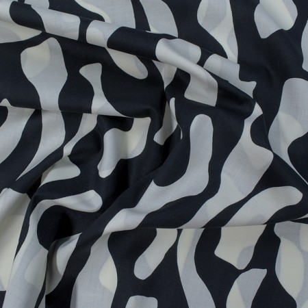 Tissu voile de coton - Zèbre noir