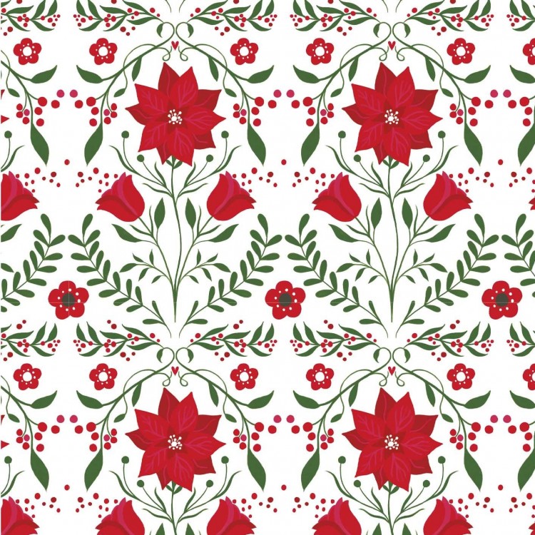 Tissu Katia fabrics - Popeline de coton - Xmas flowers