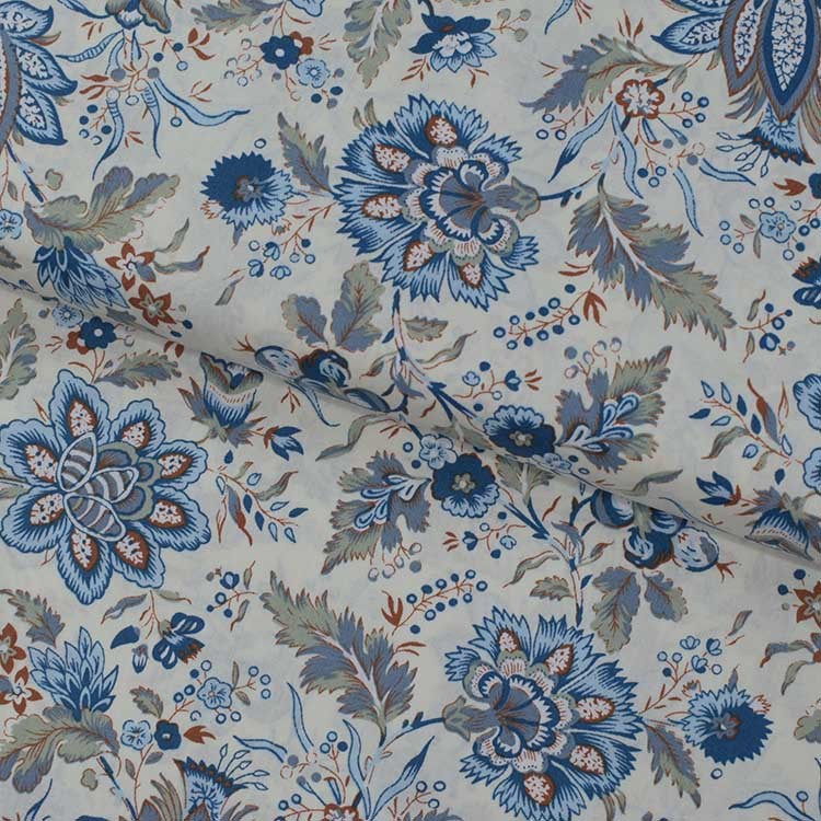 Tissu voile de coton - Cachemire bleu